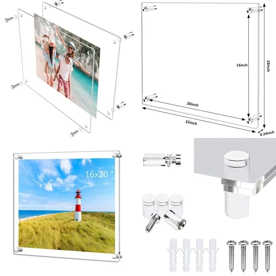 16x20 Clear Acrylic Wall Mount Floating Frameless Picture Frame,Clear Acrylic Photo Frame for Wall, Frameless Picture Frame Panel For Degree Certificat, artwork and family portraits
16x20 Clear Acrylic Wall Mount Floating Frameless Picture Frame,Clear Acrylic Photo Frame for Wall, Frameless Picture Frame Panel For Degree Certificat, artwork and family portraits