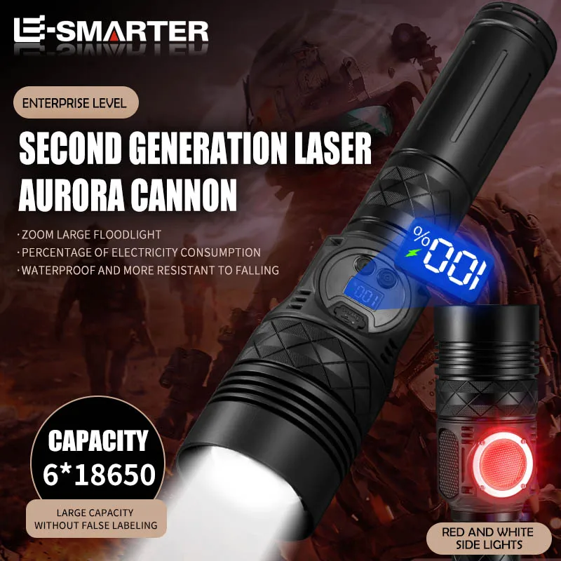 Наружный мощный фонарик с телескопической фокусировкой, цифровой дисплей, аварийный портативный белый лазерный фонарик
Наружный мощный фонарик с телескопической фокусировкой, цифровой дисплей, аварийный портативный белый лазерный фонарик