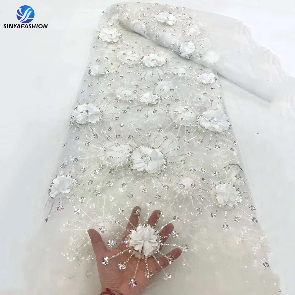 Sinya White African Applique Flowers 3D Lace Fabric 2024 High Quality Nigerian Wedding Bridal Luxury Sequins Beaded Lace Dress
Sinya White African Applique Flowers 3D Lace Fabric 2024 High Quality Nigerian Wedding Bridal Luxury Sequins Beaded Lace Dress