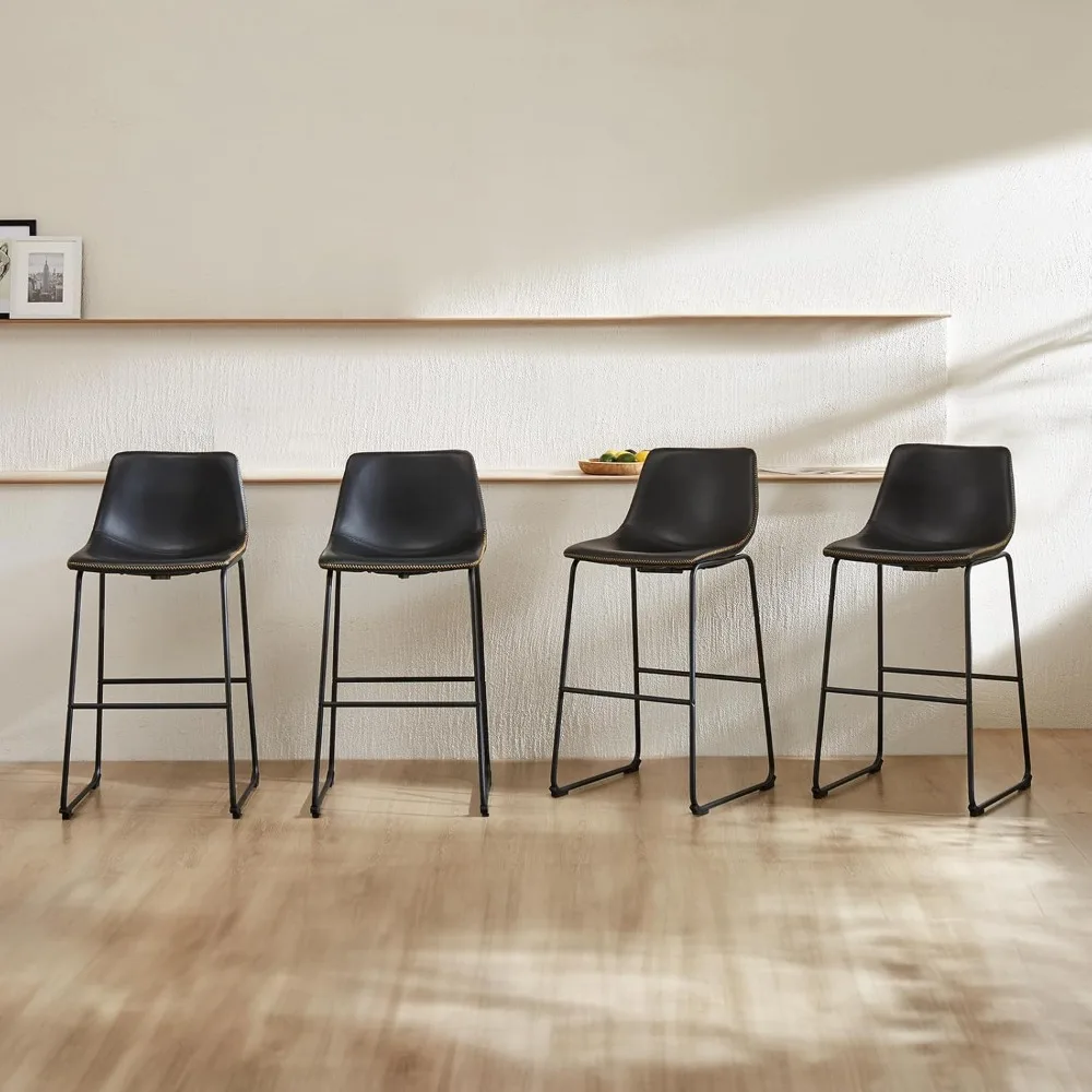 30 inch counter height bar stools set of 4, modern faux leather high barstools with back and metal leg, bar chairs for kitchen
30 inch counter height bar stools set of 4, modern faux leather high barstools with back and metal leg, bar chairs for kitchen