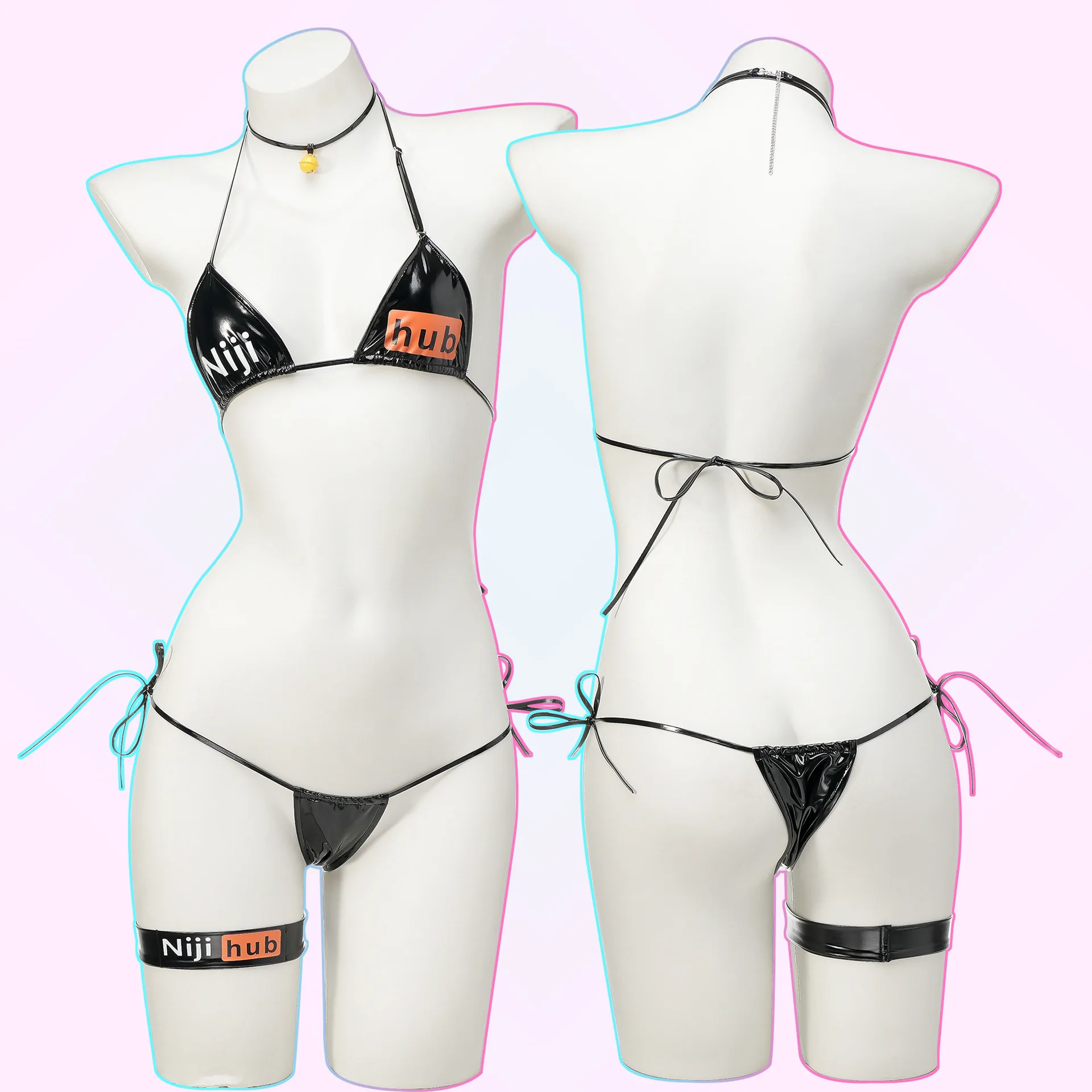 Japanese Anime Kawaii PU Patent Leather Nijihub Bandaged Micro Bikini Set Women Swimwear Animation Bathing Suit
Japanese Anime Kawaii PU Patent Leather Nijihub Bandaged Micro Bikini Set Women Swimwear Animation Bathing Suit