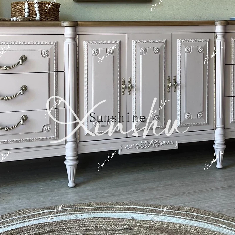 French country solid wood TV villa living room contrasting color storage retro carved storage side cabinet FT
French country solid wood TV villa living room contrasting color storage retro carved storage side cabinet FT