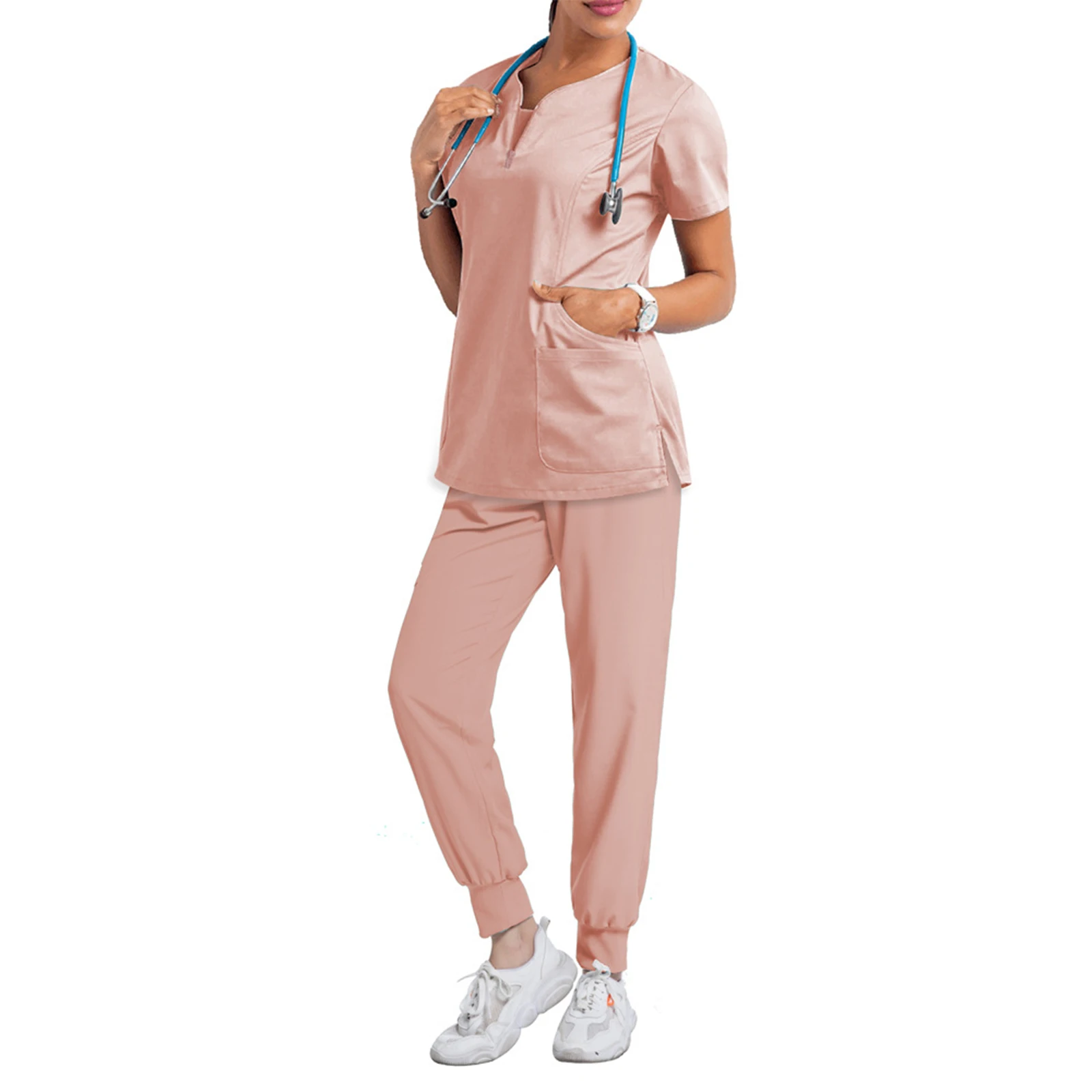 Женский скраб для медсестры, разноцветные брюки для бега с v-образным вырезом и короткими рукавами, медицинская форма с несколькими карманами, уютная профессиональная рабочая одежда
Женский скраб для медсестры, разноцветные брюки для бега с v-образным вырезом и короткими рукавами, медицинская форма с несколькими карманами, уютная профессиональная рабочая одежда