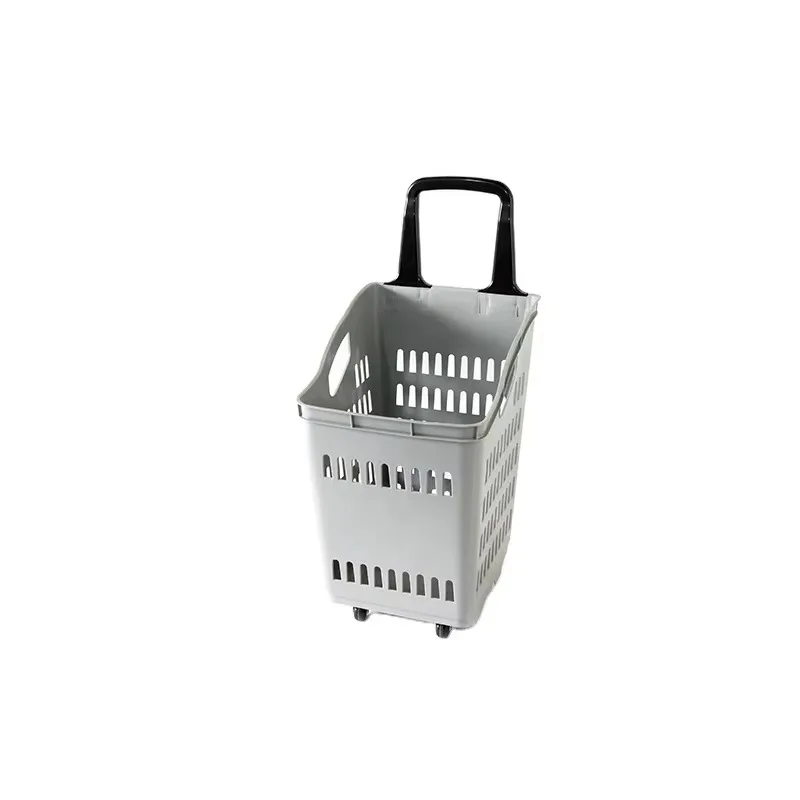 Plastic stackable vegetable supermarket shopping basket trolley with wheels
Plastic stackable vegetable supermarket shopping basket trolley with wheels