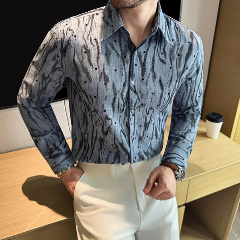 Винтажная мужская рубашка в стиле ретро с длинным рукавом, повседневная деловая официальная офисная одежда, модный дизайн, модные мужские рубашки с принтом в горошек
Винтажная мужская рубашка в стиле ретро с длинным рукавом, повседневная деловая официальная офисная одежда, модный дизайн, модные мужские рубашки с принтом в горошек