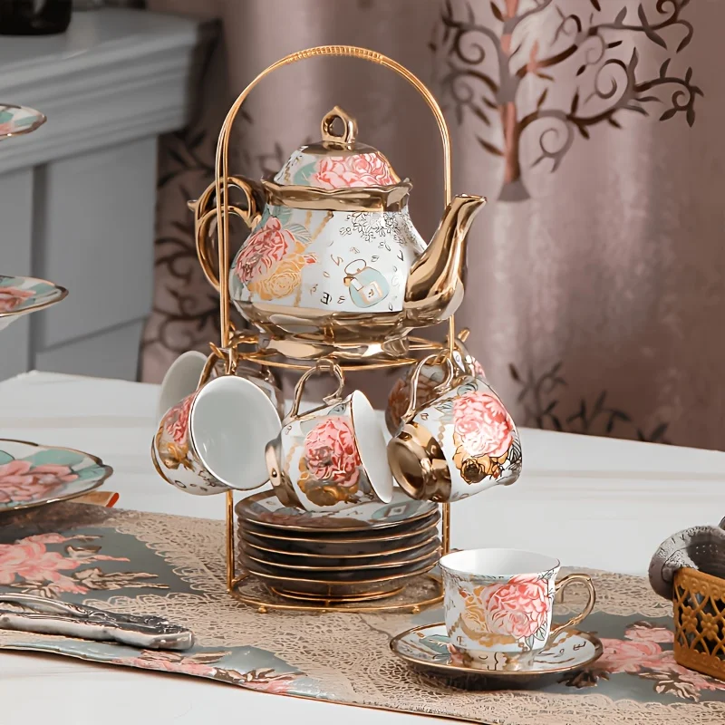20pcs Porcelain Floral Espresso Tea Set with Metal Holder And Teapot European Ceramic Turkish Coffee Cup And Saucers Luxury Arabic Ceramic Tea Cups for Espresso Cappuccino Latte Mocha Gift for Afternoon Tea And Gift
20pcs Porcelain Floral Espresso Tea Set with Metal Holder And Teapot European Ceramic Turkish Coffee Cup And Saucers Luxury Arabic Ceramic Tea Cups for Espresso Cappuccino Latte Mocha Gift for Afternoon Tea And Gift