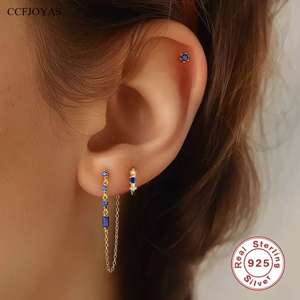 CCFJOYAS 3 pcs/set Blue Zircon 925 Sterling Silver Earrings Set Hypoallergenic Minimalist Tassels Earrings Jewelry Gift for Her
CCFJOYAS 3 pcs/set Blue Zircon 925 Sterling Silver Earrings Set Hypoallergenic Minimalist Tassels Earrings Jewelry Gift for Her