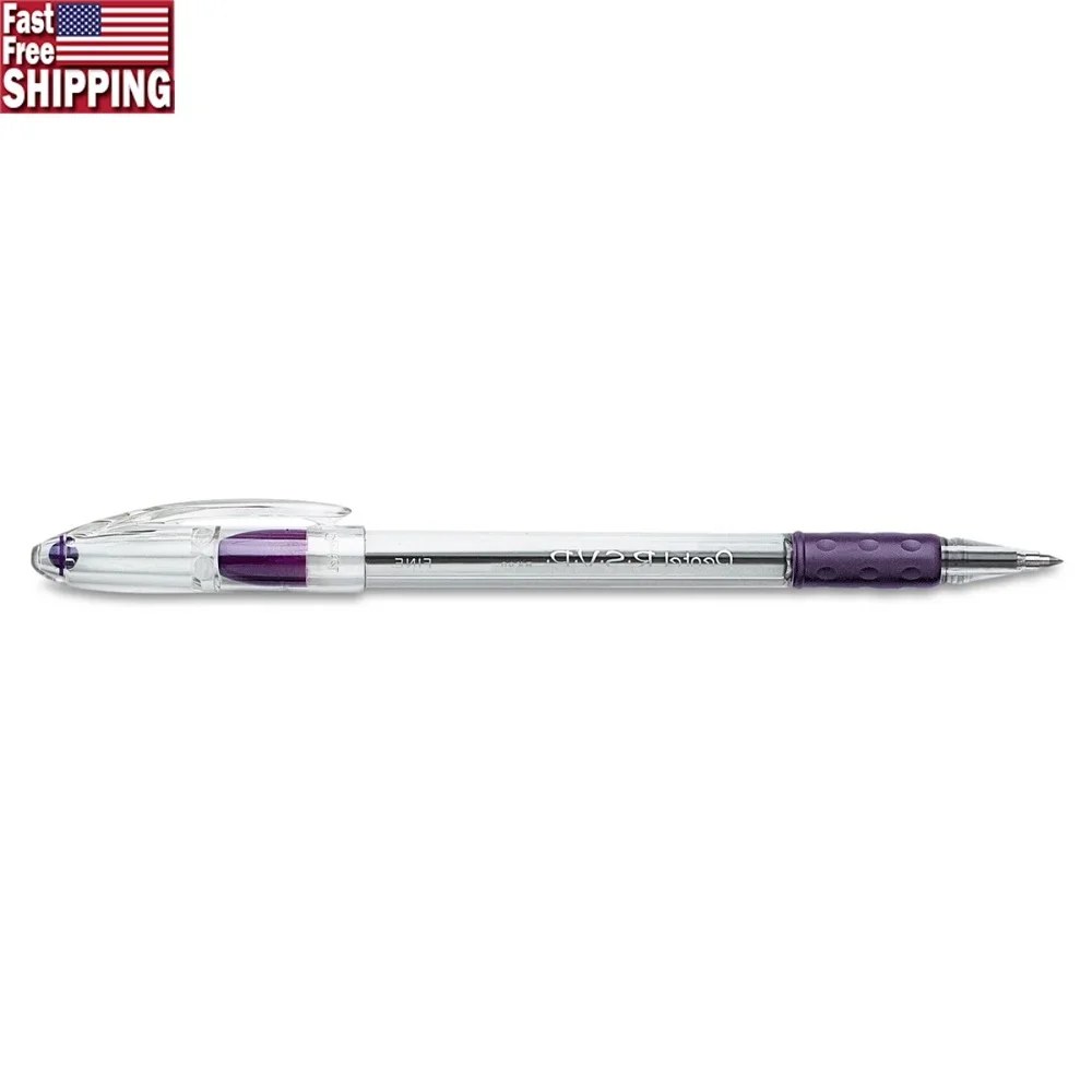 R.S.V.P. Stick Ballpoint Pens 0.7mm Violet Ink Dozen High Capacity Smooth Writing Comfortable Grip Transparent Barrel
R.S.V.P. Stick Ballpoint Pens 0.7mm Violet Ink Dozen High Capacity Smooth Writing Comfortable Grip Transparent Barrel
