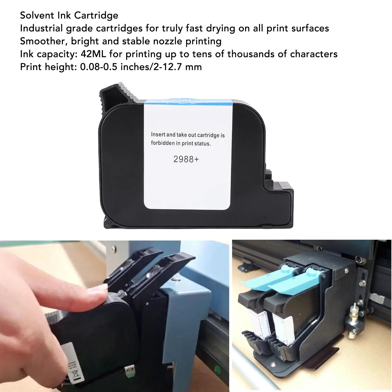 Solvent Ink Cartridge High Adhesion 42ML Quick Dry Ink Cartridge for 12.7mm Handheld Inkjet Printer
Solvent Ink Cartridge High Adhesion 42ML Quick Dry Ink Cartridge for 12.7mm Handheld Inkjet Printer