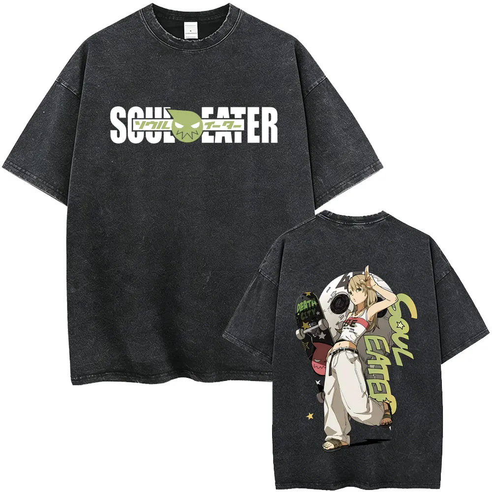 Washed Vintage Anime Soul Eater Maka Albarn Double Sided Print T-shirt Men's Retro Manga T Shirts Men Fashion Oversized T-shirts
Washed Vintage Anime Soul Eater Maka Albarn Double Sided Print T-shirt Men's Retro Manga T Shirts Men Fashion Oversized T-shirts