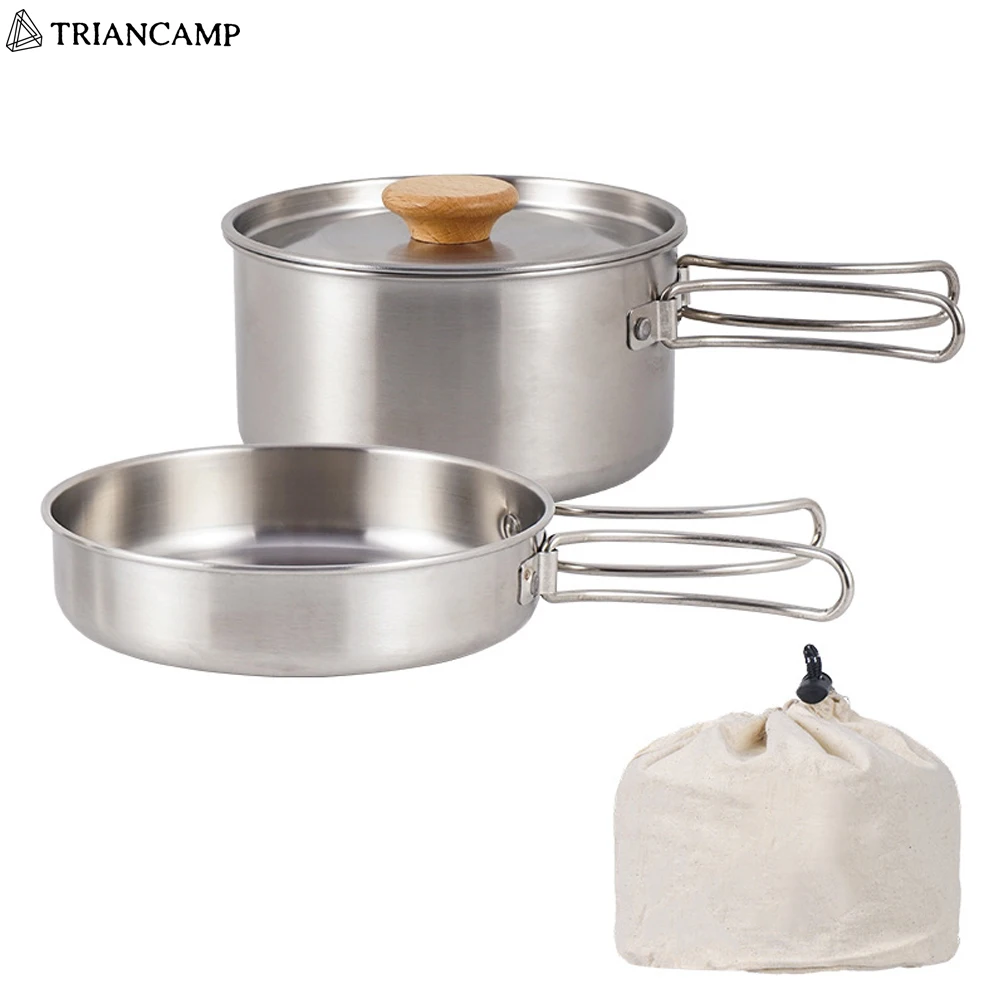 Outdoor Camping Cookware Set 304 stainless steel folding handle pot camping portable frying pan pot household picnic pot set
Outdoor Camping Cookware Set 304 stainless steel folding handle pot camping portable frying pan pot household picnic pot set