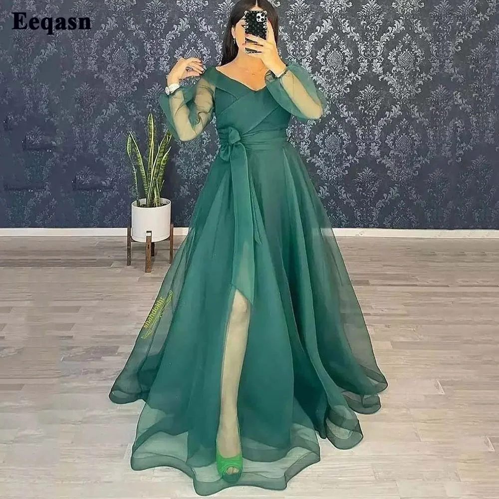 Eeqasn A Line Green Organza Prom Dresses long Sleeves Formal Party Gowns Side Slit Floor Length Evening Dress For Women Pageant
Eeqasn A Line Green Organza Prom Dresses long Sleeves Formal Party Gowns Side Slit Floor Length Evening Dress For Women Pageant