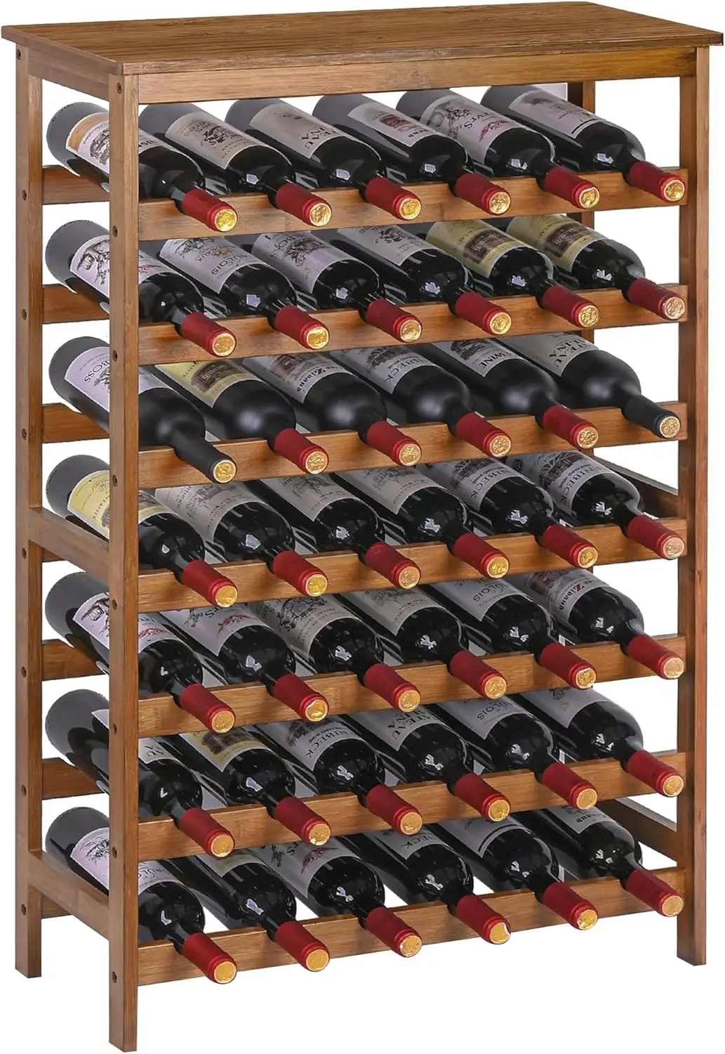 42-Bottle Bamboo Wine Rack, 7-Tier Freestanding Floor Storage Shelf with Table Top for Kitchen Dining Room Bar, Walnut
42-Bottle Bamboo Wine Rack, 7-Tier Freestanding Floor Storage Shelf with Table Top for Kitchen Dining Room Bar, Walnut