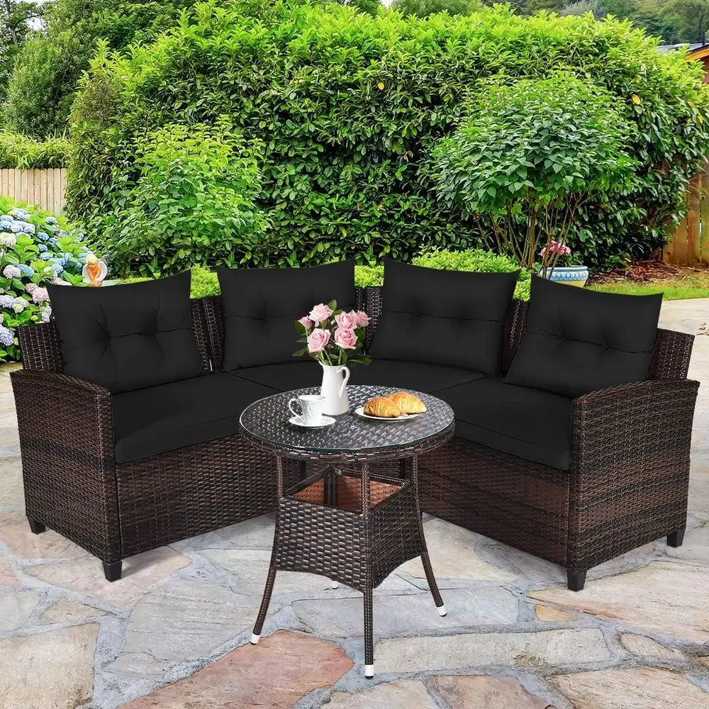 4-Piece Patio urniture Set, Wicker Rattan Soa with Cushions and Coee Table, Outdoor Sectional Contion Soa Set or Poolside Backya
4-Piece Patio urniture Set, Wicker Rattan Soa with Cushions and Coee Table, Outdoor Sectional Contion Soa Set or Poolside Backya