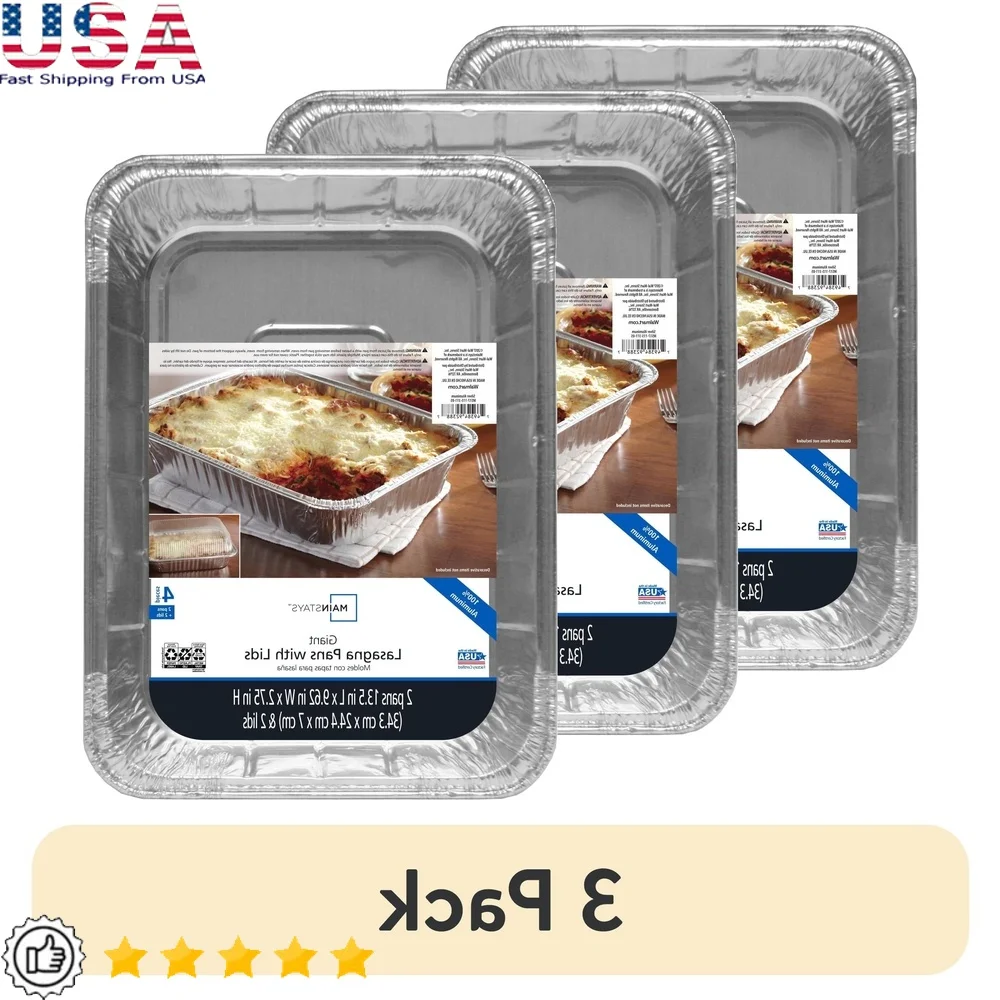 3 Pack Giant Lasagna Pan with Lid Disposable Aluminum Container Perfect Casseroles Pasta Vegetables Party or Holiday Use
3 Pack Giant Lasagna Pan with Lid Disposable Aluminum Container Perfect Casseroles Pasta Vegetables Party or Holiday Use