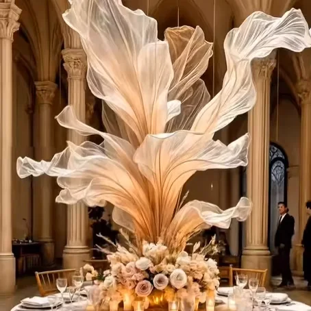 Customized Handmade Giant Silk Organza Art Installation For Wedding Decoration Backdrops Event Party Decoration
Customized Handmade Giant Silk Organza Art Installation For Wedding Decoration Backdrops Event Party Decoration