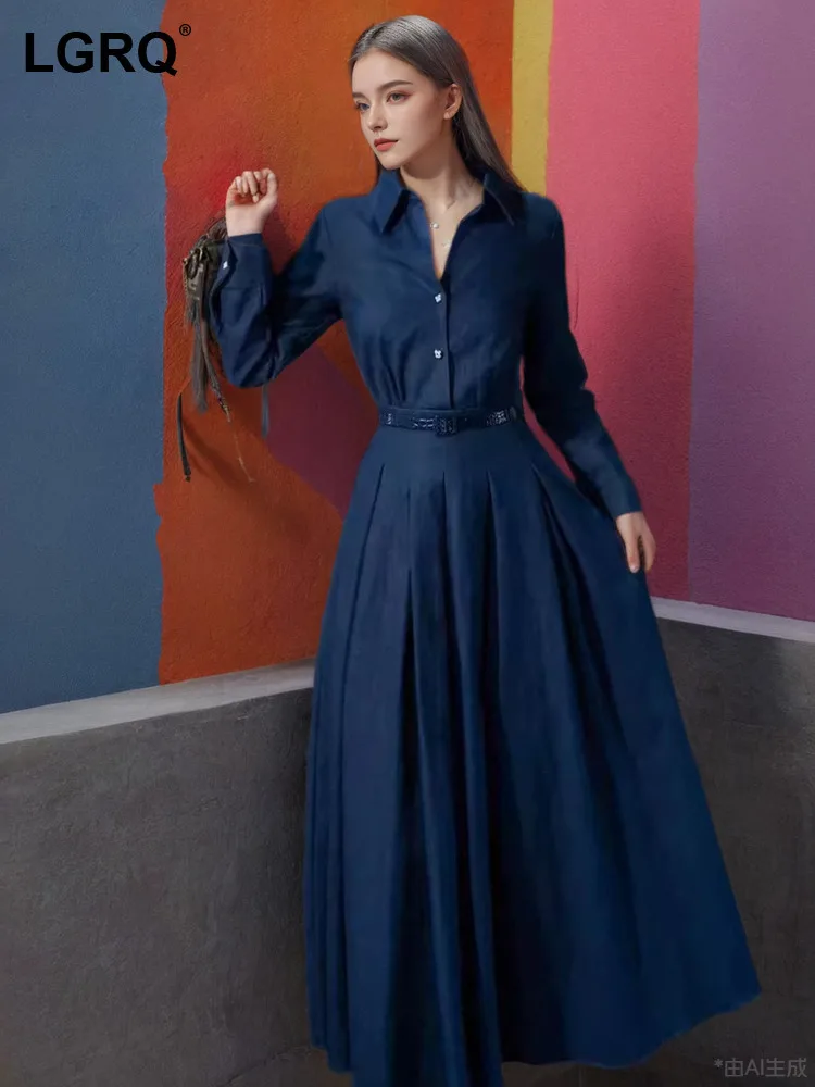 LGRQ Women's Lace-up Single Breasted Dresses Lapel High Waist Long Sleeve Elegant Dress Female Autumn 2024 New 36A3276
LGRQ Women's Lace-up Single Breasted Dresses Lapel High Waist Long Sleeve Elegant Dress Female Autumn 2024 New 36A3276