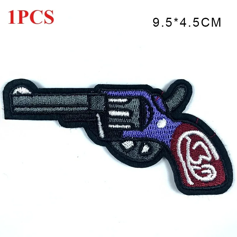 Pistol Cannon Skull Cowboy Revolver Bullet Cloth Sticker, Cartoon Adhesive-backed Embroidered Clothing Shoes and Hats Patch
Pistol Cannon Skull Cowboy Revolver Bullet Cloth Sticker, Cartoon Adhesive-backed Embroidered Clothing Shoes and Hats Patch