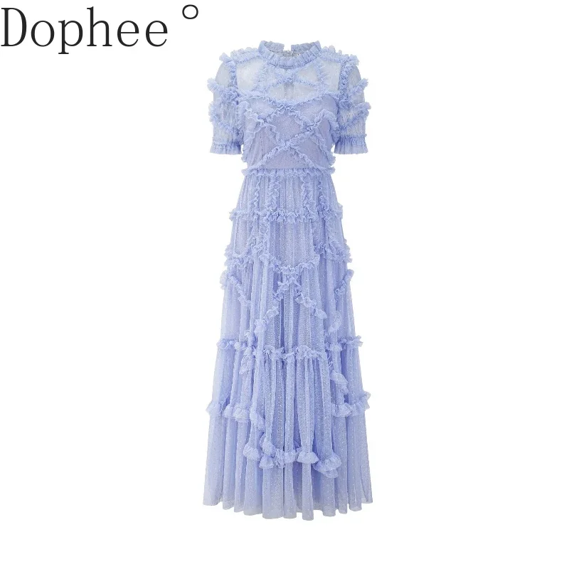 New Spring Summer Women Formal Dress Elegant Perspective Mesh Ruffles Sweet Fairy Dresses O-neck Ultra Long A-line Casual Dress
New Spring Summer Women Formal Dress Elegant Perspective Mesh Ruffles Sweet Fairy Dresses O-neck Ultra Long A-line Casual Dress
