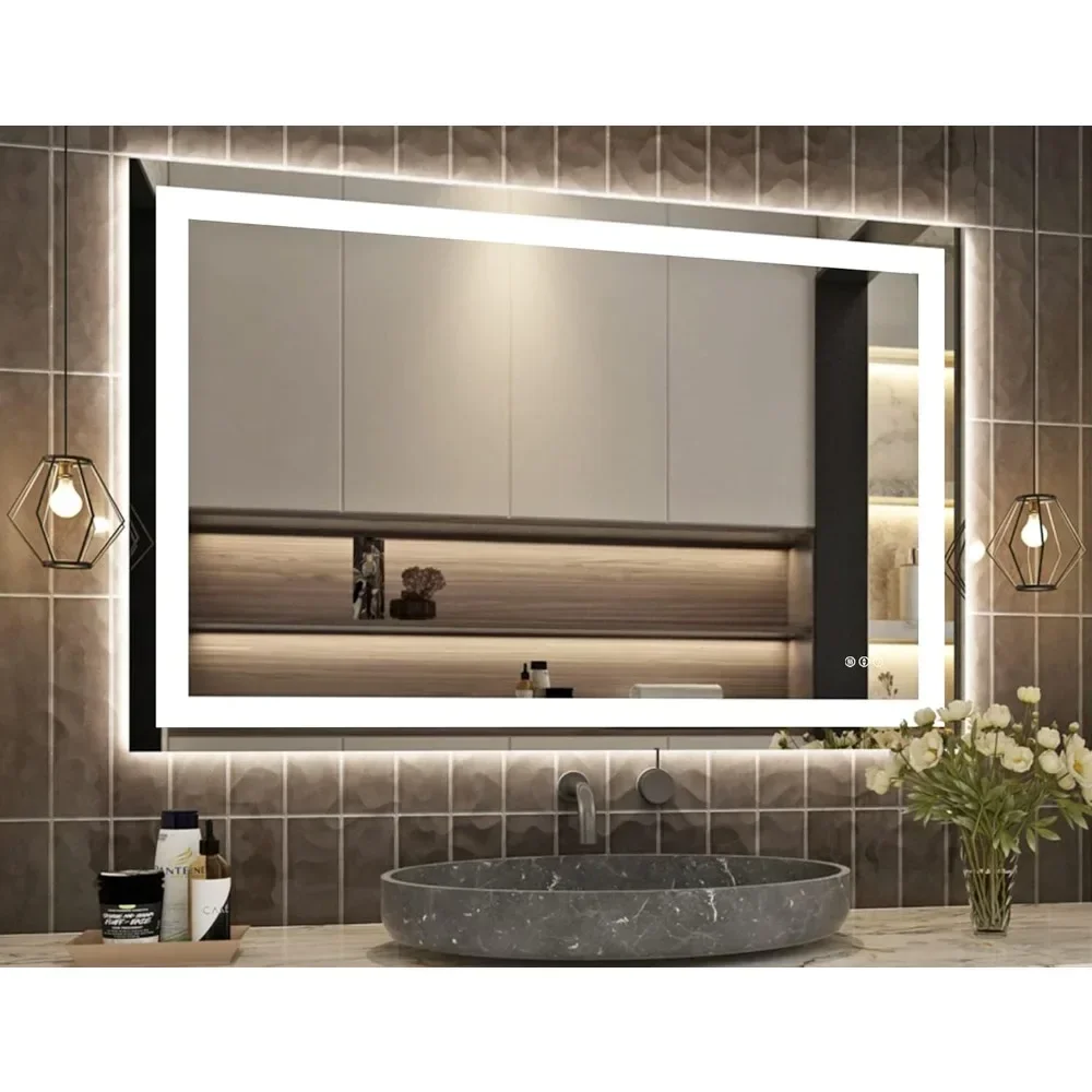 48''x32'' with Front + Backlit with Lights Anti-Fog, 3 Colors with Dimmable Bathroom Vanity Mirror Shatterproof
48''x32'' with Front + Backlit with Lights Anti-Fog, 3 Colors with Dimmable Bathroom Vanity Mirror Shatterproof