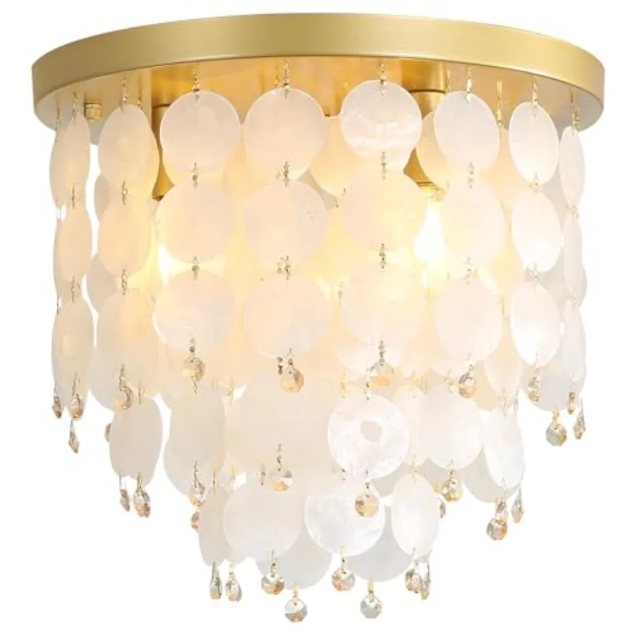 13" Flush Mount Chandelier Natural Capiz Shell Ceiling Light 3 Light Mini Chandelier Crystal Small Hallway Light Fixtures Ceili
13" Flush Mount Chandelier Natural Capiz Shell Ceiling Light 3 Light Mini Chandelier Crystal Small Hallway Light Fixtures Ceili