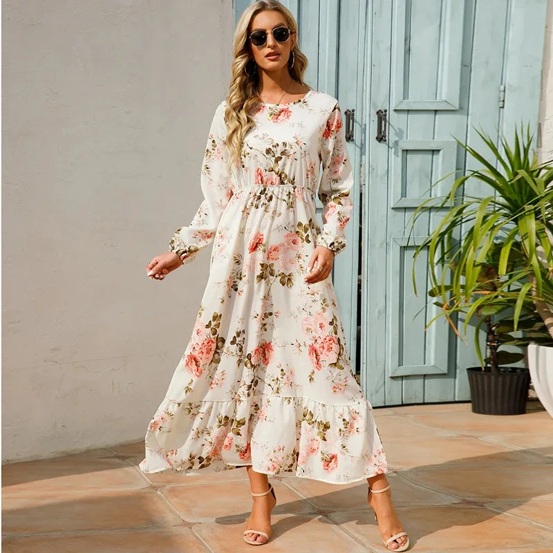 Bonny Bohemian Beach Dress: Floral Chiffon Maxi Dress Women High Waist Full Sleeve Spring Autumn
Bonny Bohemian Beach Dress: Floral Chiffon Maxi Dress Women High Waist Full Sleeve Spring Autumn