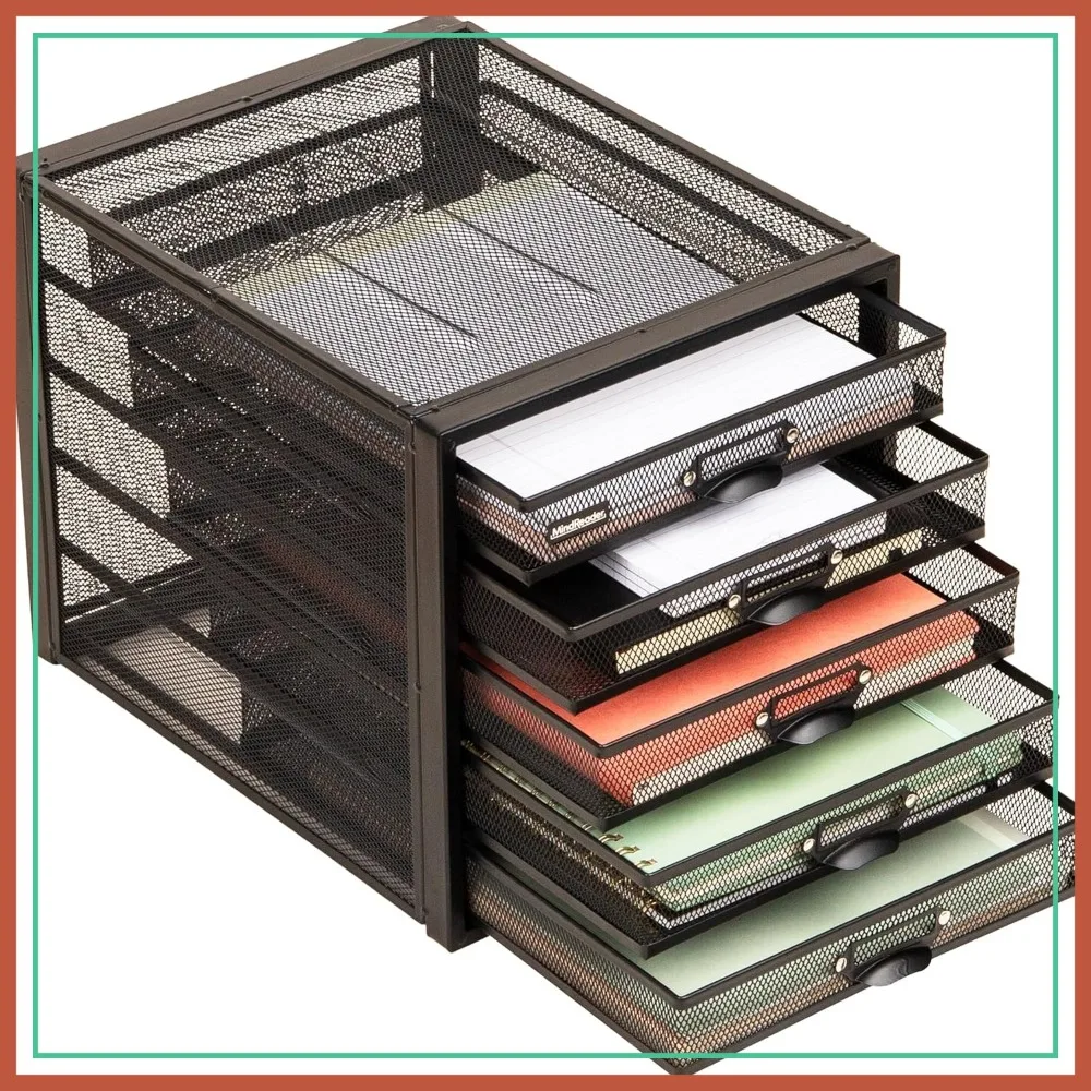 5-Drawer Metal Mesh File Storage, Desk Organizer for Office & Crafts, 11x14x11" Black
5-Drawer Metal Mesh File Storage, Desk Organizer for Office & Crafts, 11x14x11" Black