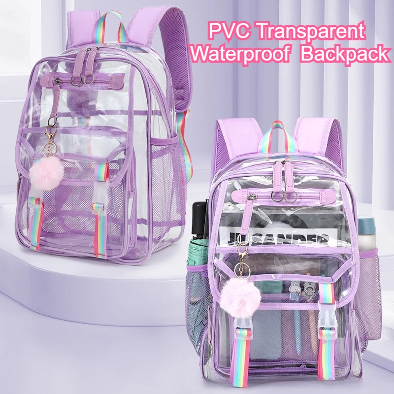PVC Transparent Waterproof Backpack for Women, Clear Casual Daypack Lightweight Cute Backpack for School Travel
PVC Transparent Waterproof Backpack for Women, Clear Casual Daypack Lightweight Cute Backpack for School Travel