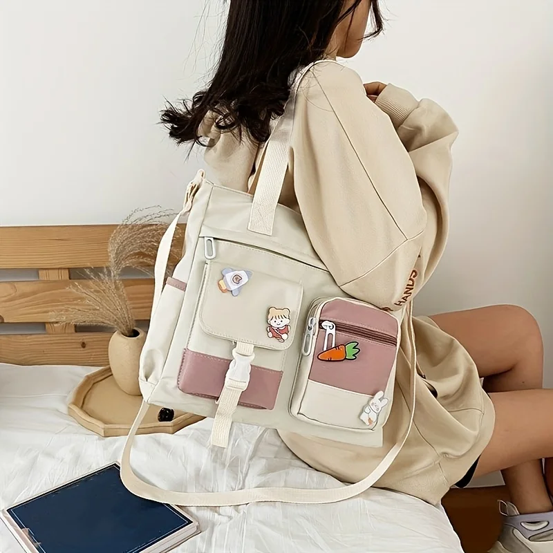 Casual Nylon Tote Bag with Decorative Pins Crossbody Bag, Multi-Pocket Crossbody Purse for School Travel Everyday Commute
Casual Nylon Tote Bag with Decorative Pins Crossbody Bag, Multi-Pocket Crossbody Purse for School Travel Everyday Commute