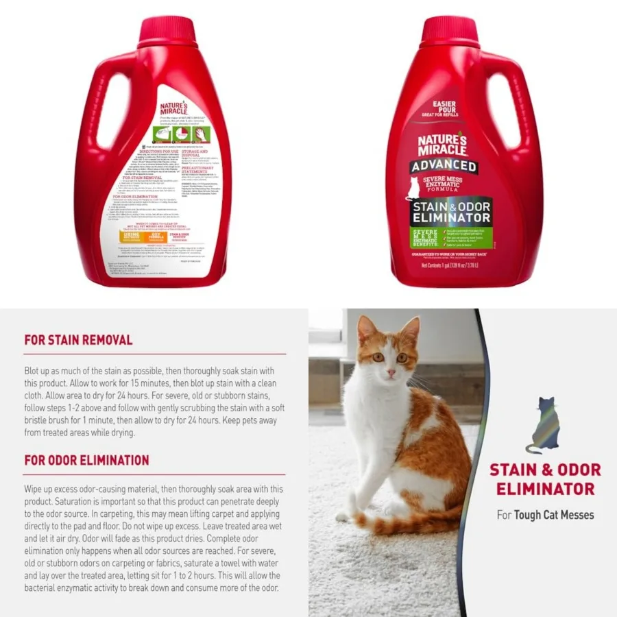Nature's Miracle® Advanced Stain and Odor Eliminator, 128 fl oz,,Severe Mess Enzymatic Formula for Tough Pet Messes
Nature's Miracle® Advanced Stain and Odor Eliminator, 128 fl oz,,Severe Mess Enzymatic Formula for Tough Pet Messes