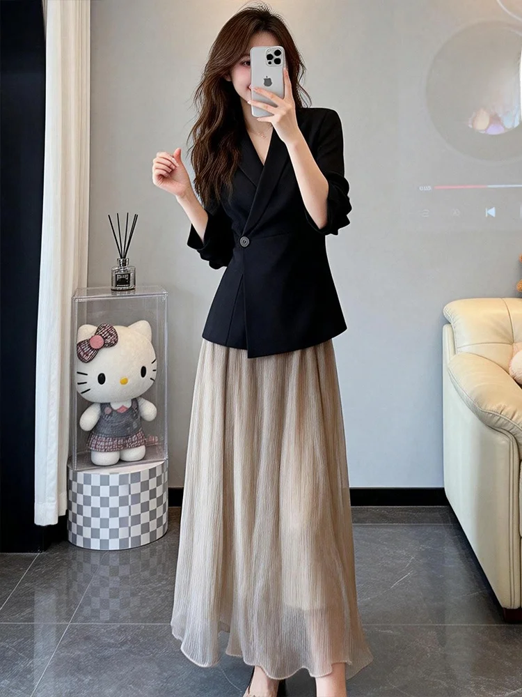 Early Spring New Style Black Lace Suit Jacket And High Waist Midi Skirt plus Size Women Elegant Fashion Set Comfortable Long ...
Early Spring New Style Black Lace Suit Jacket And High Waist Midi Skirt plus Size Women Elegant Fashion Set Comfortable Long ...