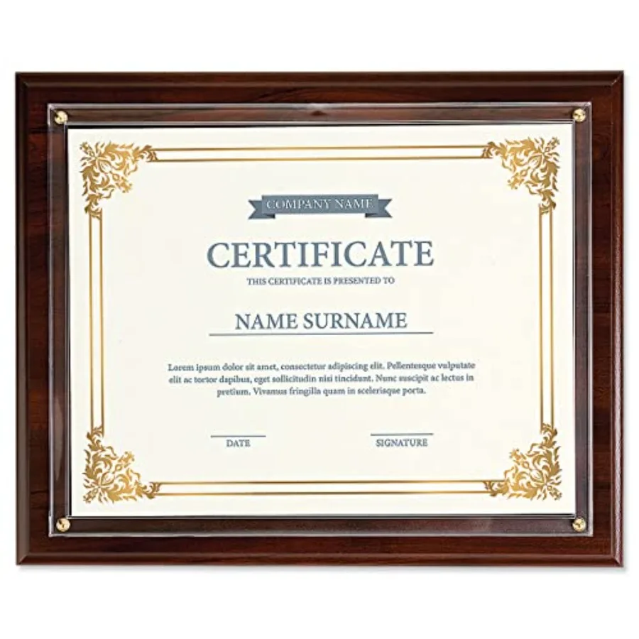 Walnut Certificate Award Plaque - Slide-In 8.5x11 Certificate or Diploma, Wall Frame
Walnut Certificate Award Plaque - Slide-In 8.5x11 Certificate or Diploma, Wall Frame