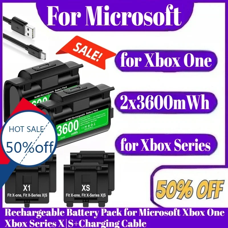 2x3600mWh Rechargeable Battery Pack for Microsoft Xbox One Xbox Series X|S+Charging Cable
2x3600mWh Rechargeable Battery Pack for Microsoft Xbox One Xbox Series X|S+Charging Cable