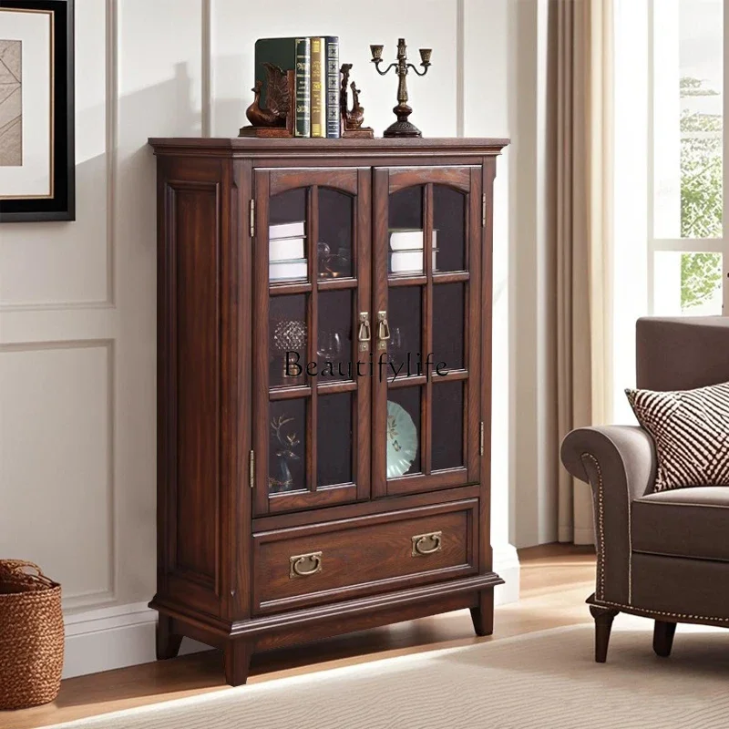 02 American-style Solid Wood Double-door Glass Low Wine Cabinet for Living Room Home Use Against Wall Entrance Cabinet
02 American-style Solid Wood Double-door Glass Low Wine Cabinet for Living Room Home Use Against Wall Entrance Cabinet