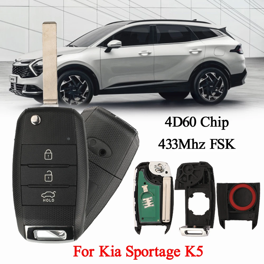 jingyuqin 3 Buttons 433MHZ FSK 4D60 Chip Remote Car Key Fob For Kia Sportage K5 Auto Control Filp Key Fob with TOY40/HU134 Blade
jingyuqin 3 Buttons 433MHZ FSK 4D60 Chip Remote Car Key Fob For Kia Sportage K5 Auto Control Filp Key Fob with TOY40/HU134 Blade