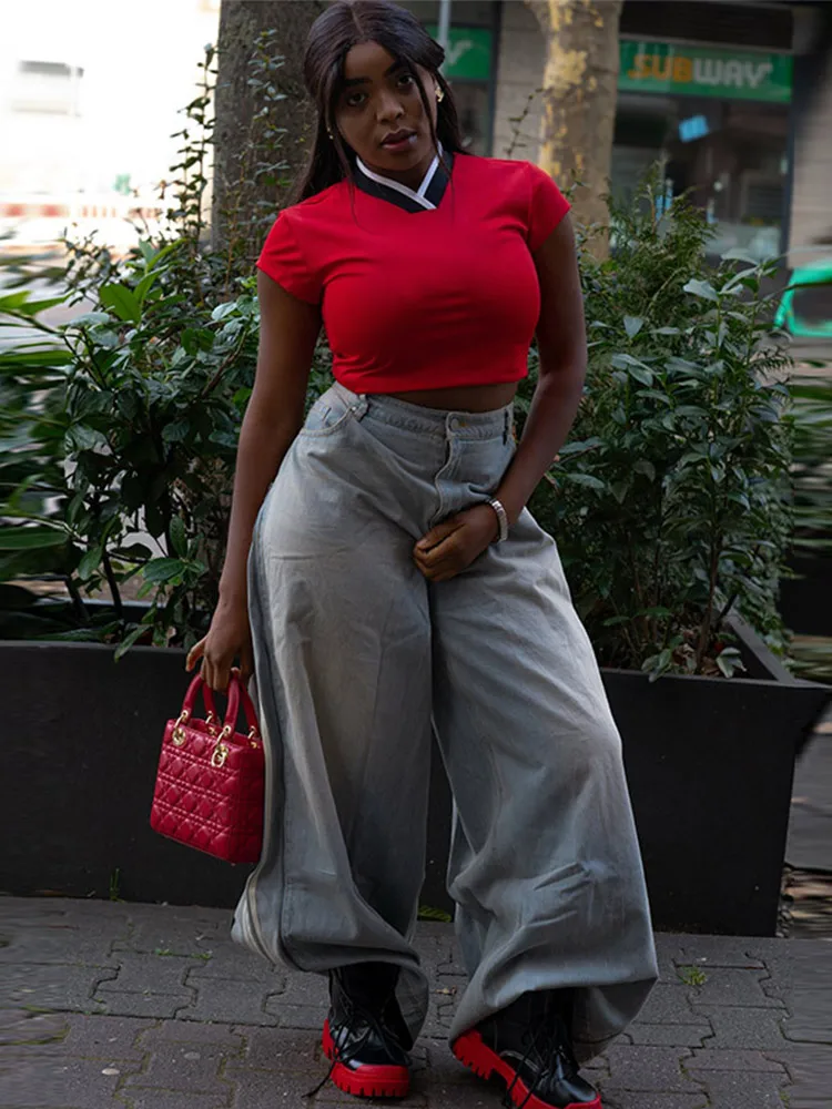 Trendy Oversized Women 's Denim Jeans Pant Vintage High Waist Wide Leg Baggy Pants Hip Hop Style Casual Streetwear Lady Trousers
Trendy Oversized Women 's Denim Jeans Pant Vintage High Waist Wide Leg Baggy Pants Hip Hop Style Casual Streetwear Lady Trousers