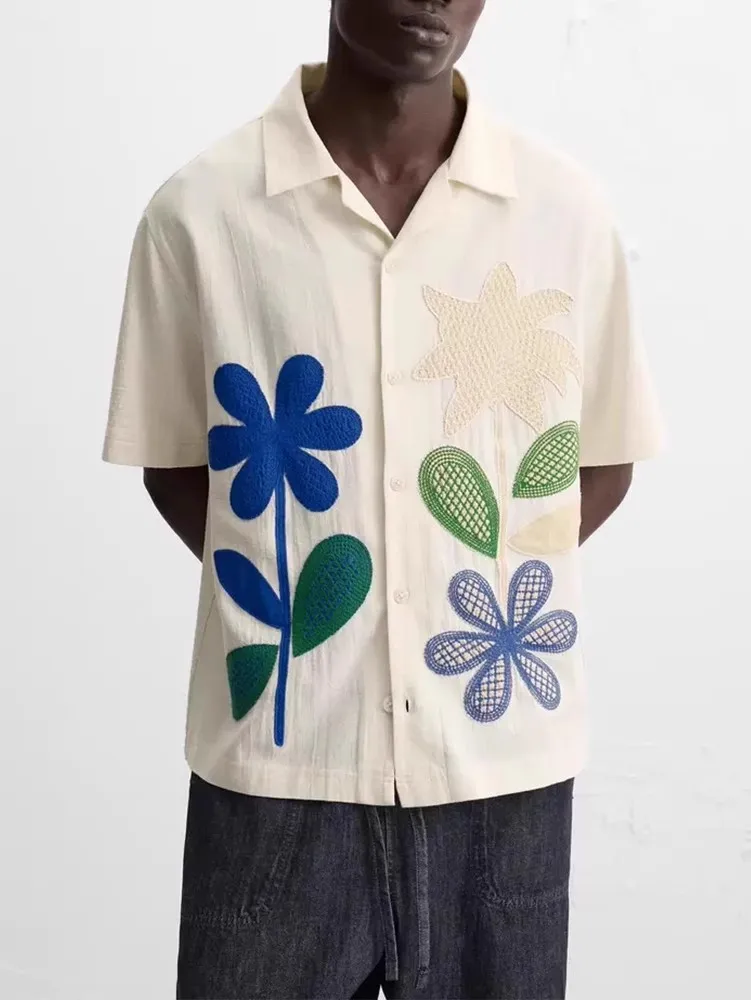 Summer 2025 Men's Cotton Loose ort Sve irt Patchwork Decorated Versatile Casual American Sle Flip Collar Regular Length
Summer 2025 Men's Cotton Loose ort Sve irt Patchwork Decorated Versatile Casual American Sle Flip Collar Regular Length