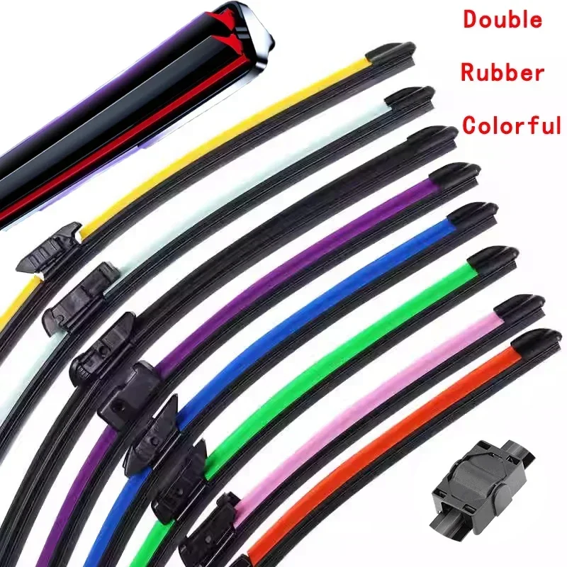 Colorful SIDE PIN Car Windshield Wiper blades Universal Soft Double layer Rubber Frameless Bracketless 16" 19" 20" 22" 24"26"30"
Colorful SIDE PIN Car Windshield Wiper blades Universal Soft Double layer Rubber Frameless Bracketless 16" 19" 20" 22" 24"26"30"