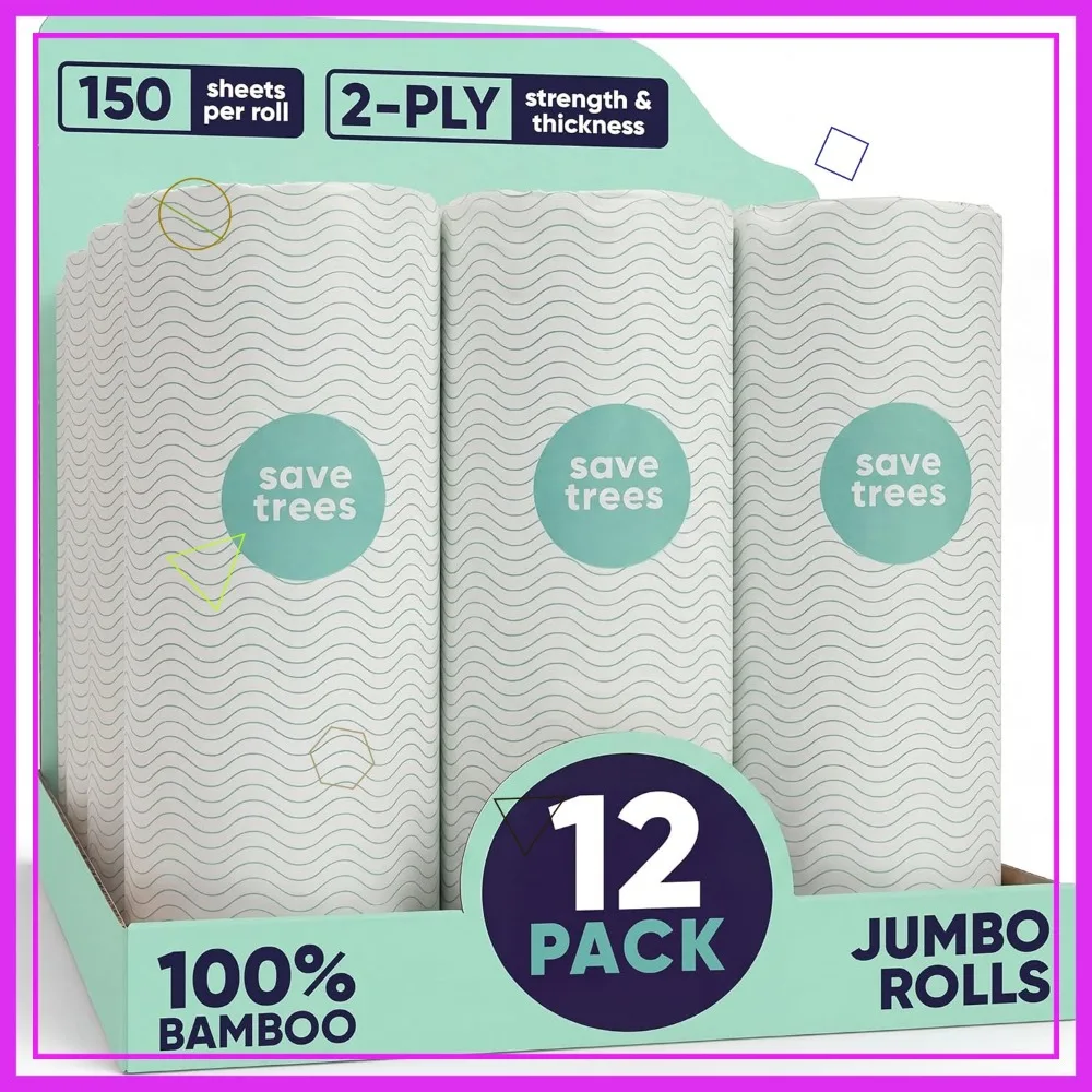 Save Trees Bamboo Paper Towels 12pk - 1800 Sheets, Ultra Absorbent & Durable, FSC-Certified Vegan Kitchen Rolls
Save Trees Bamboo Paper Towels 12pk - 1800 Sheets, Ultra Absorbent & Durable, FSC-Certified Vegan Kitchen Rolls