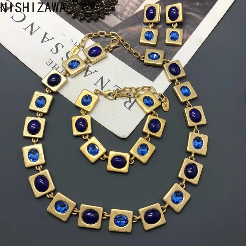 NISHIZAWA Classic Geometric Bracelets for Women Hyperbole Vintage Blue Medieval Fashion Jewelry Luxury Elegant Pulseras Mujer
NISHIZAWA Classic Geometric Bracelets for Women Hyperbole Vintage Blue Medieval Fashion Jewelry Luxury Elegant Pulseras Mujer