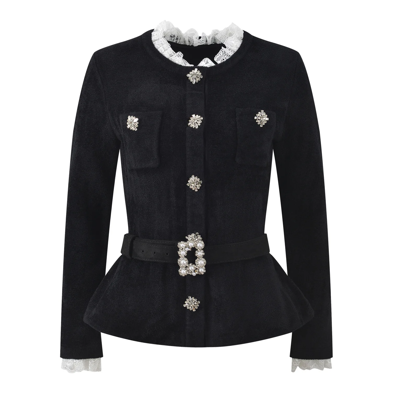 ZJYT Spring Fashion Women Long Sleeve Black Cardigans Tops Ruffled Lace Collar Elegant Belted Single Breasted Knitwears Female
ZJYT Spring Fashion Women Long Sleeve Black Cardigans Tops Ruffled Lace Collar Elegant Belted Single Breasted Knitwears Female