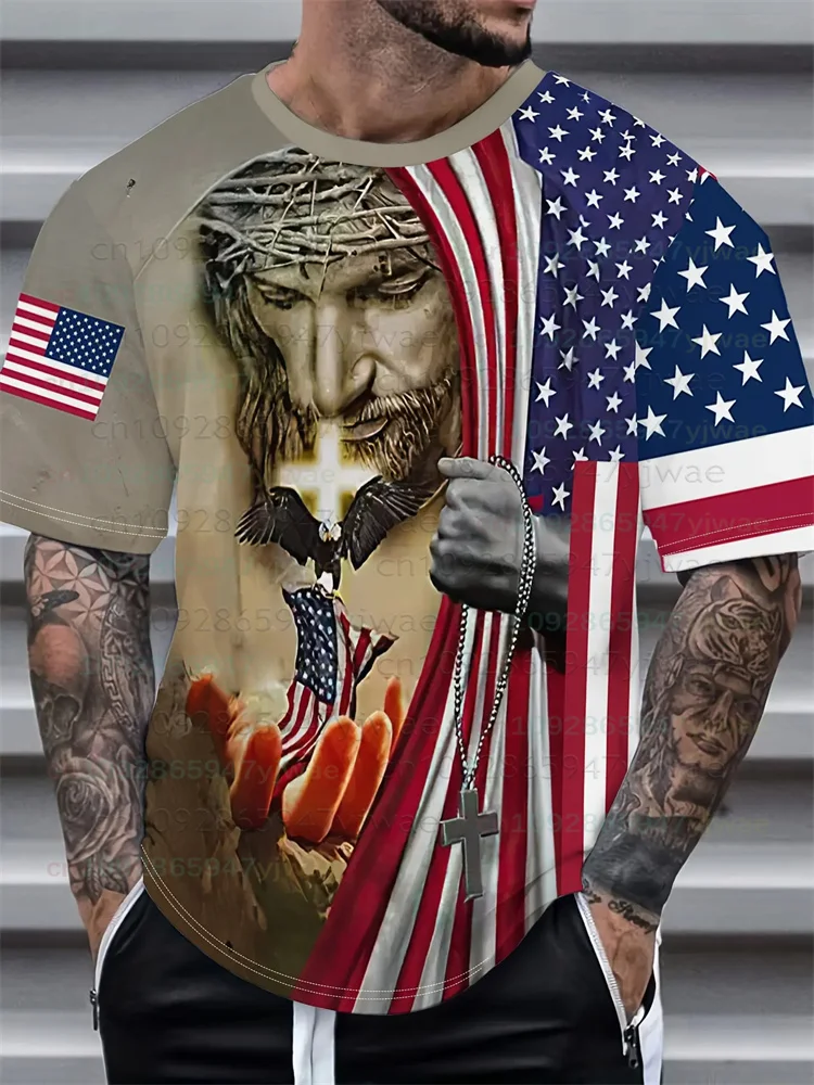 Men/Kids Christian American Flag T-Shirt 3D Print Jesus Cross And Eagle Short Sleeve Tee United States 250th Anniversary Shirt
Men/Kids Christian American Flag T-Shirt 3D Print Jesus Cross And Eagle Short Sleeve Tee United States 250th Anniversary Shirt