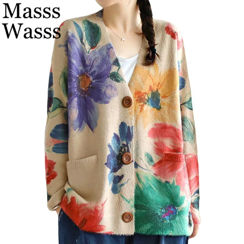 Masss Wasss 2025 Korean Winter Luxury Knitted Cardigans Womens Fashion Warm Loose Floral Sweaters Ladies Printed Casual Clothes
Masss Wasss 2025 Korean Winter Luxury Knitted Cardigans Womens Fashion Warm Loose Floral Sweaters Ladies Printed Casual Clothes