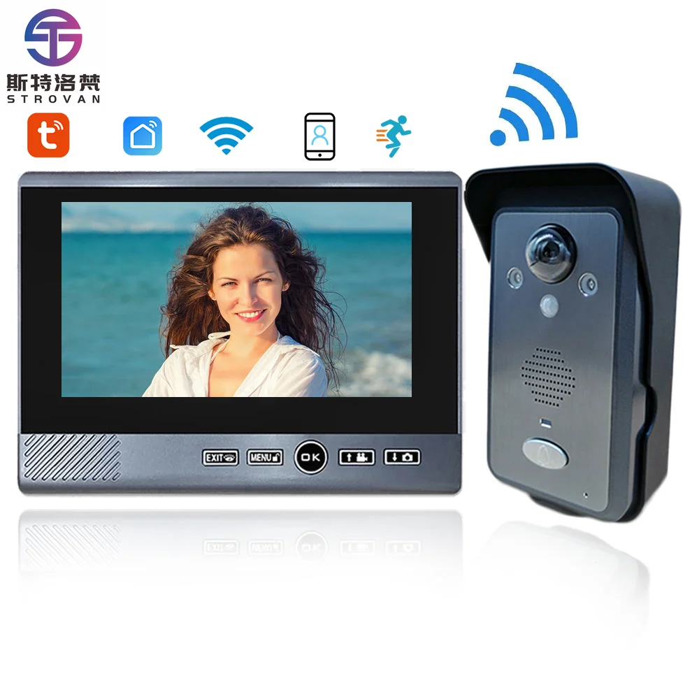 Wireless Doorbell with 7 Inch Screen Smart Video Doorbell WIFI Home Intercom Security System Unlock