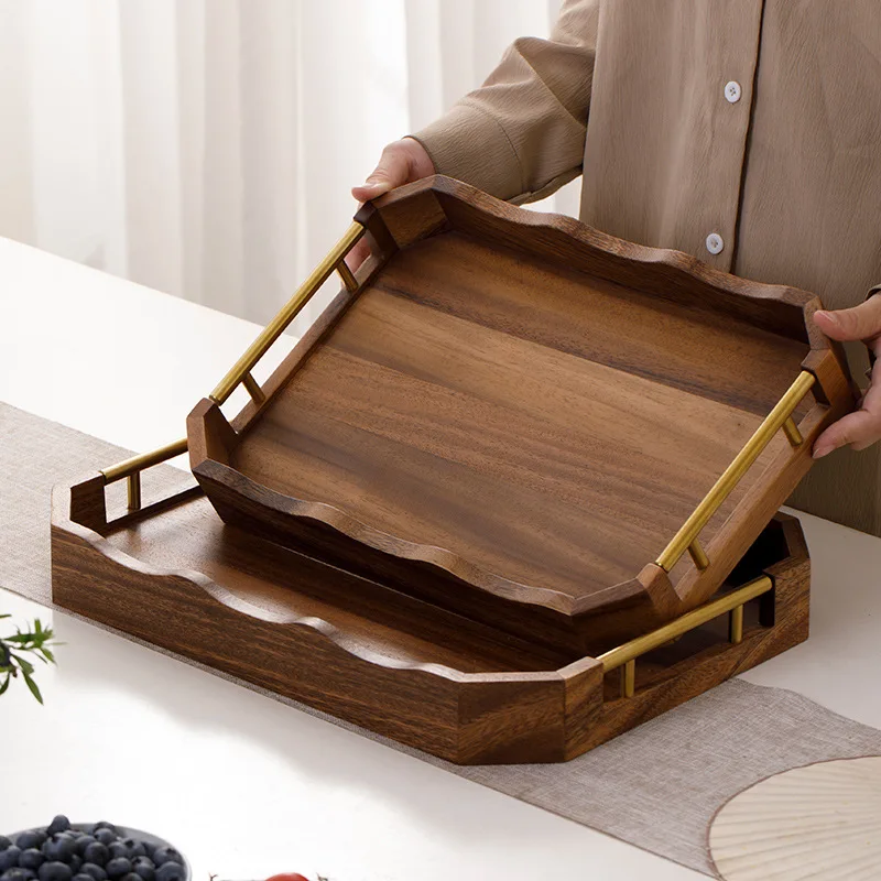 Metal octagonal wooden tray with handle, modern home living room dining table tea cup tableware fruit pastry storage tray
Metal octagonal wooden tray with handle, modern home living room dining table tea cup tableware fruit pastry storage tray
