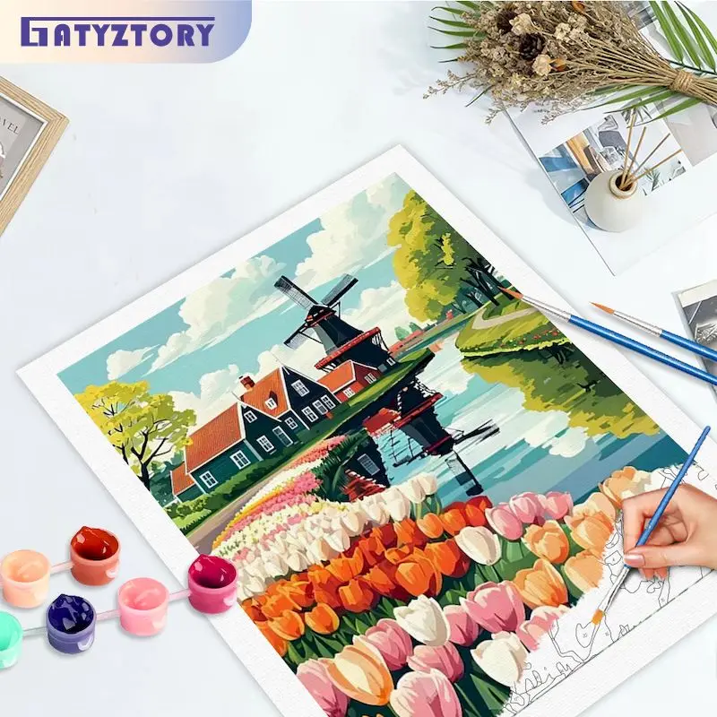 GATYZTORY Painting By Numbers Windmill Landscape Drawing On Canvas HandPainted Art Pictures By Number Kits Home Decor DIY Gift
GATYZTORY Painting By Numbers Windmill Landscape Drawing On Canvas HandPainted Art Pictures By Number Kits Home Decor DIY Gift