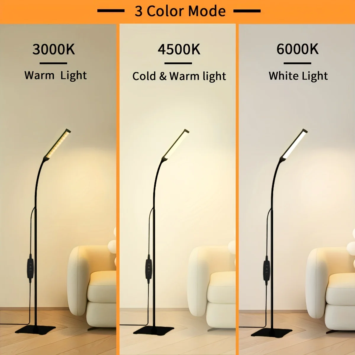 Led Floor Lamp, Reading Lamp, Equipped with 120 Leds, Adjustable Gooseneck Lamp with 3 Color Modes and 10 Brightness Settings
Led Floor Lamp, Reading Lamp, Equipped with 120 Leds, Adjustable Gooseneck Lamp with 3 Color Modes and 10 Brightness Settings