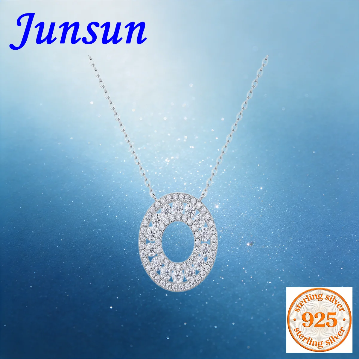 Колье-подвеска Junsun S925 из чистого серебра с инкрустацией муассанитом цвета D, покрытый белым золотом, круглой формы.
Колье-подвеска Junsun S925 из чистого серебра с инкрустацией муассанитом цвета D, покрытый белым золотом, круглой формы.