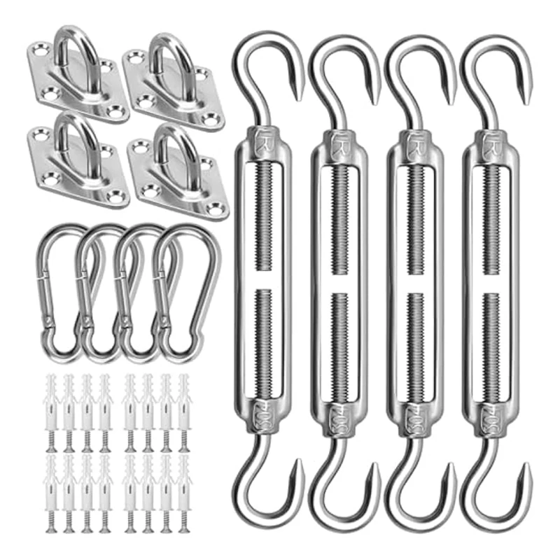 6Inch Sun Shade Sail Hardware Kit For Rectangle & Triangle Shade Sail Installation, Stainless Steel Fixing Accessories
6Inch Sun Shade Sail Hardware Kit For Rectangle & Triangle Shade Sail Installation, Stainless Steel Fixing Accessories
