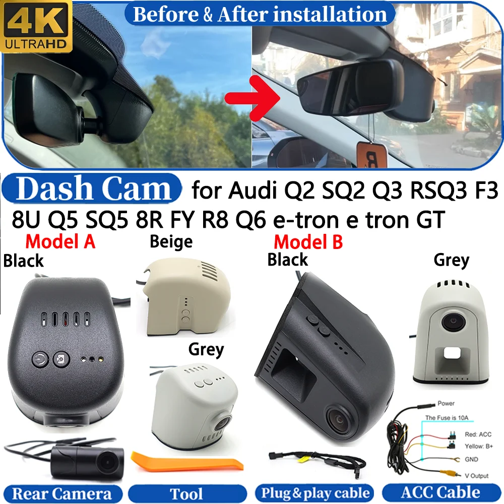 Dash Cam for Audi Q2 SQ2 Q3 RSQ3 F3 8U Q5 SQ5 8R FY R8 Q6 e-tron e tron GT Front&Rear DVR Dashboard Camera Video Drive Recorder
Dash Cam for Audi Q2 SQ2 Q3 RSQ3 F3 8U Q5 SQ5 8R FY R8 Q6 e-tron e tron GT Front&Rear DVR Dashboard Camera Video Drive Recorder